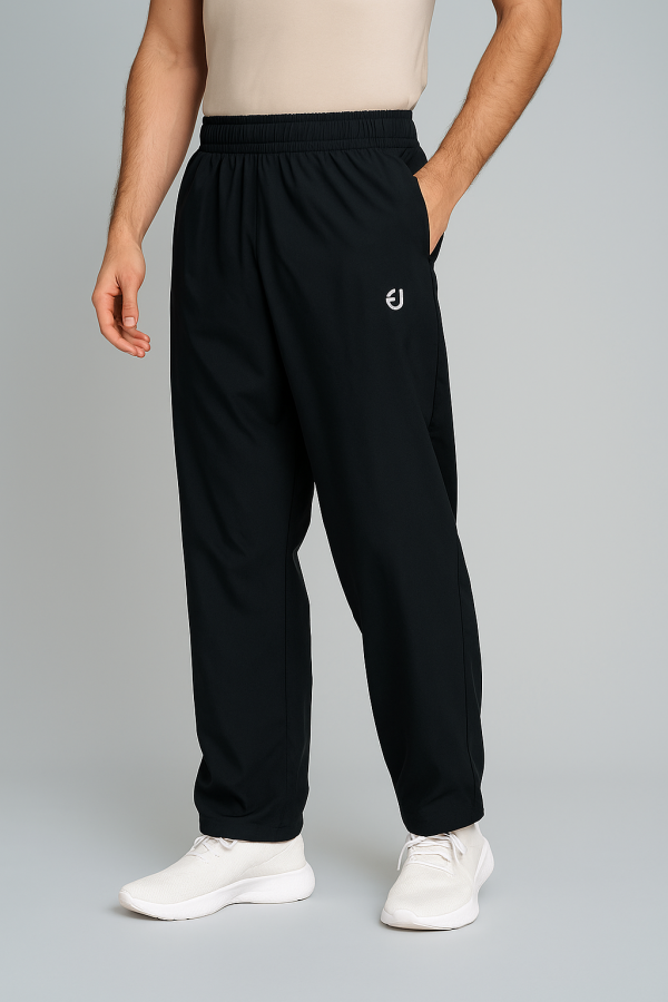 Wide-Leg Tech Trousers – Jet Black